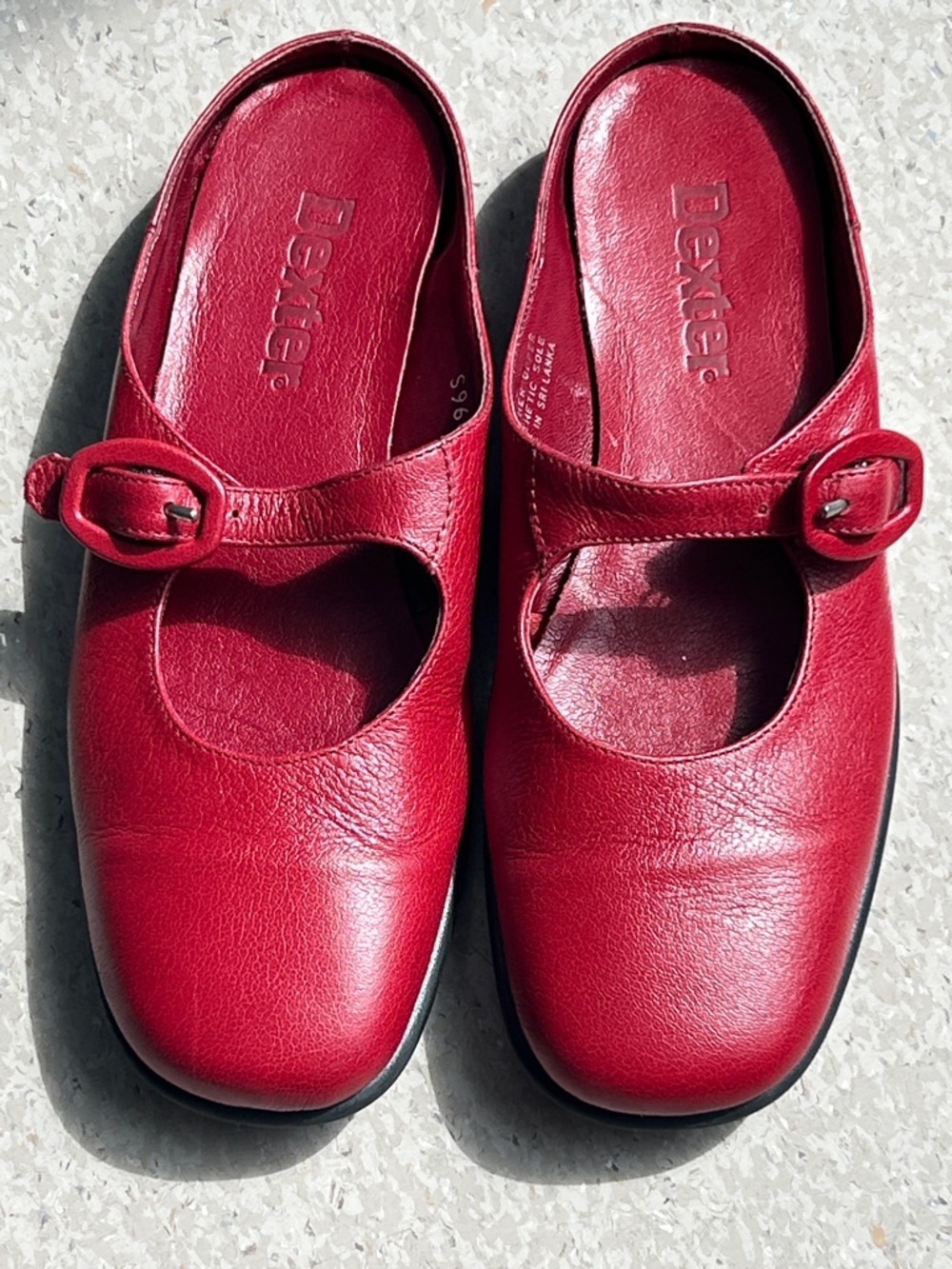 Dexter Red Leather Mary Jane Clog with Buckle  Size 5.5B